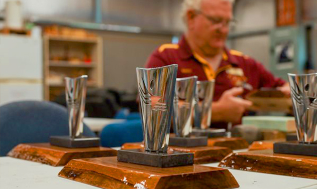The Men’s Shed sourced the wood and assembled this year’s Goldfields Sports Star of the Year awards.