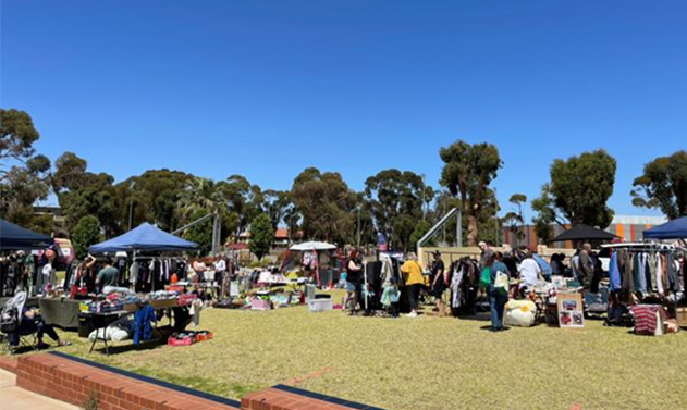 The Stage Left Youth Gang performs at the City’s Secondhand Market Place