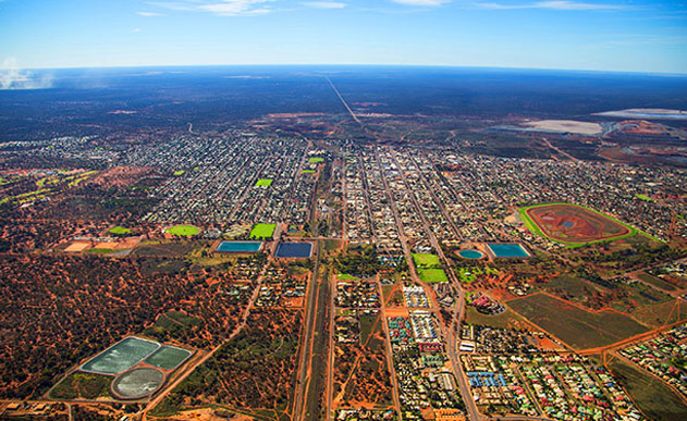 Aerial shot of the City of Kalgoorlie-Boulder