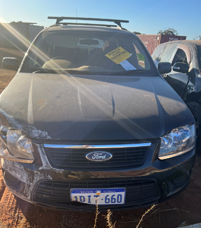 Impounded Vehicle: BLACK FORD Registration: 1DIT660