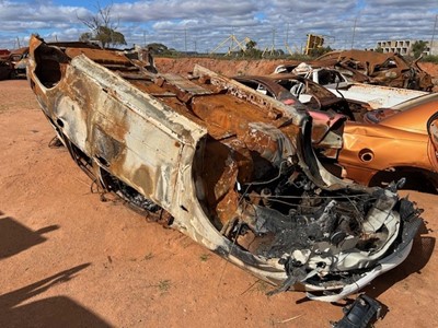 Impounded Vehicle: BURNT WRECK MITSUBISHI Registration: N/A