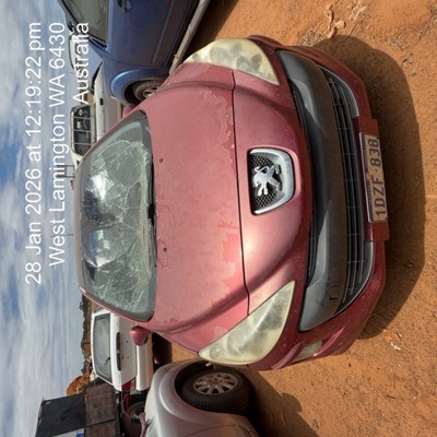 Impounded Vehicle: RED PEUGEOT Registration: 1DZF838