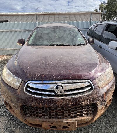 Impounded Vehicle: BLACK HOLDEN Registration: N/A
