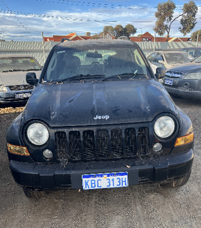 Impounded Vehicle: BLACK JEEP Registration: KBC313H