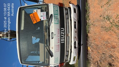 Impounded Vehicle: WHITE ISUZU Registration: N/A
