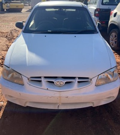 Impounded Vehicle: WHITE HYUNDAI  Registration: N/A