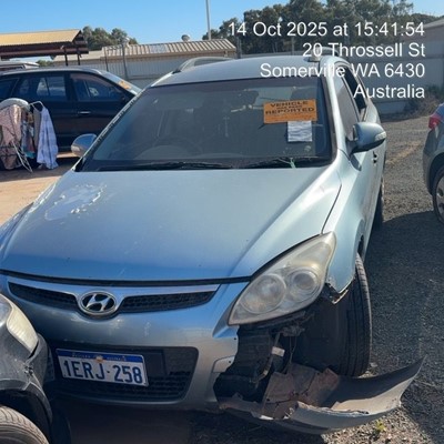 Impounded Vehicle: BLUE HYUNDAI Registration: 1ERJ-258