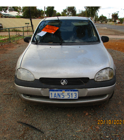 Impounded Vehicle: Silver Holden Registration: 1ANS513