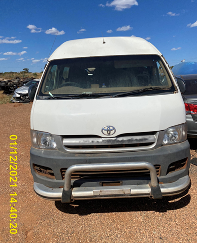 Impounded Vehicle: White Toyota Registration: 