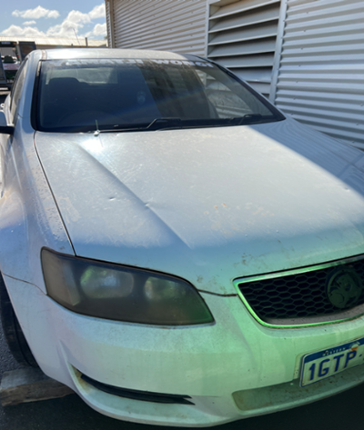 Impounded Vehicle: WHITE HOLDEN Registration: 1GTP062